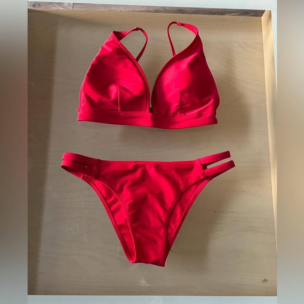 A&F red bikini set size S/M